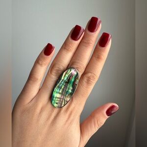 925 Silver Abalone Shell Statement Ring